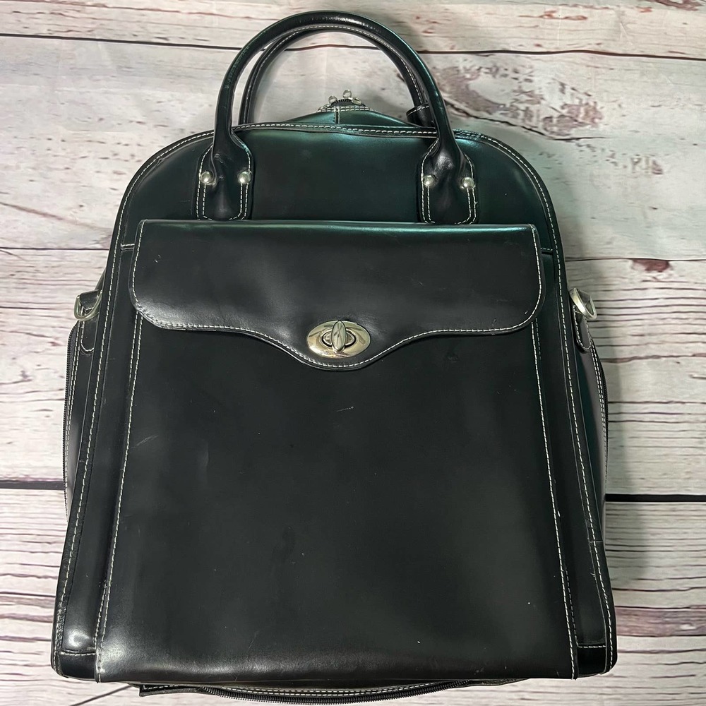 MELROSE | 15” Leather Vertical Detachable-Wheeled Laptop Case #9703 - Picture 2 of 16